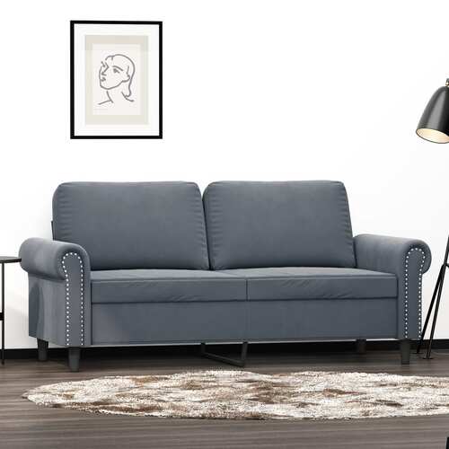 2-Seater Sofa Dark Grey 140 cm Velvet