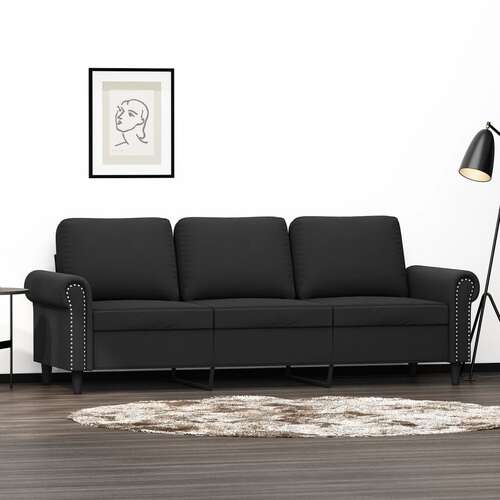 3-Seater Sofa Black 180 cm Velvet