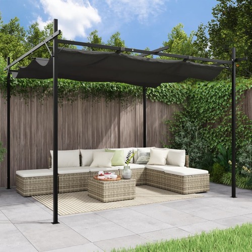 Pergola with Retractable Roof Anthracite 295x292x230 cm