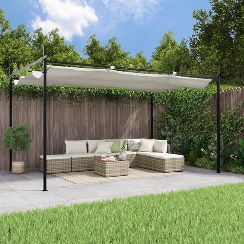 Pergola with Retractable Roof Cream 395x292x230 cm