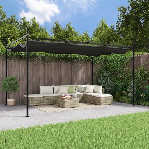 Pergola with Retractable Roof Anthracite 395x292x230 cm