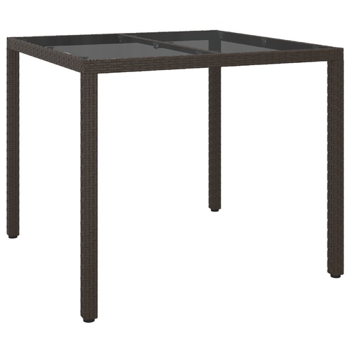 Garden Dining Table Brown 90x90x75 cm Poly Rattan
