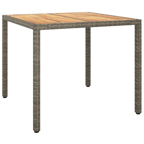Garden Dining Table Grey 90x90x75 cm Poly Rattan