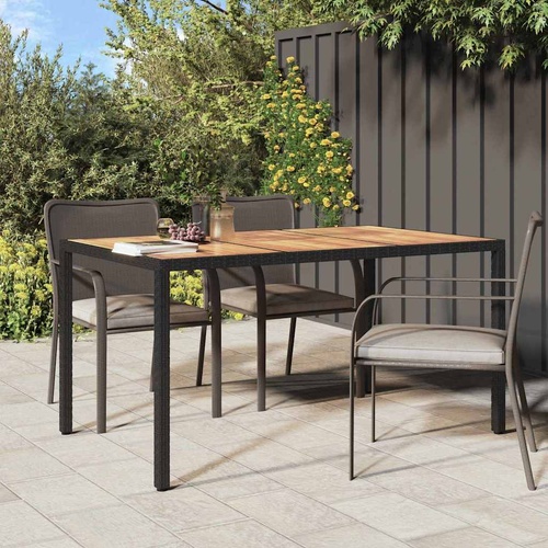 Garden Dining Table Black 150 x 90 x 75 cm Poly Rattan