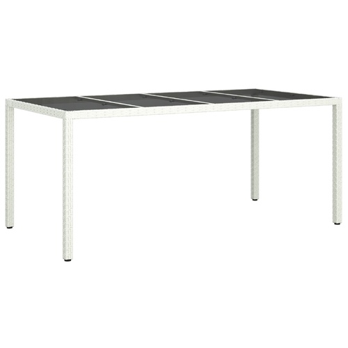 Garden Dining Table White 190 x 90 x 75 cm Poly Rattan