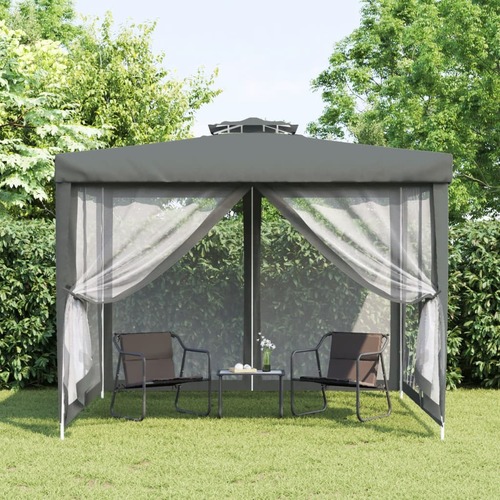 Gazebo with Double Roof Anthracite 3x3x2.68 m Fabric