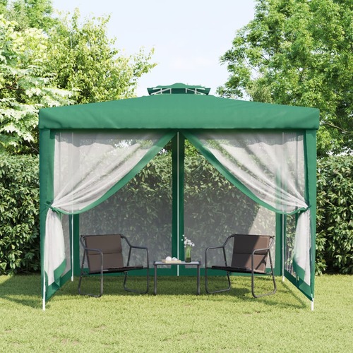 Gazebo with Double Roof Green 3x3x2.68 m Fabric