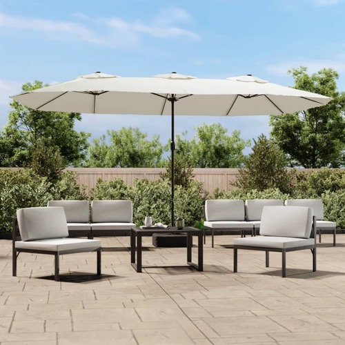 Double-Head Parasol Sand White 449x265 cm