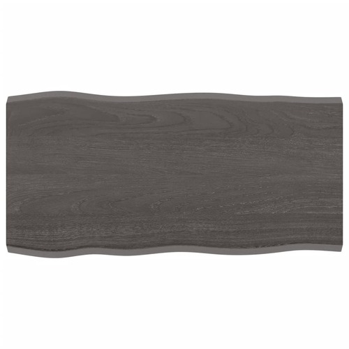 Table Top Dark Brown 80x40x2 cm Treated Solid Wood Oak Live Edge