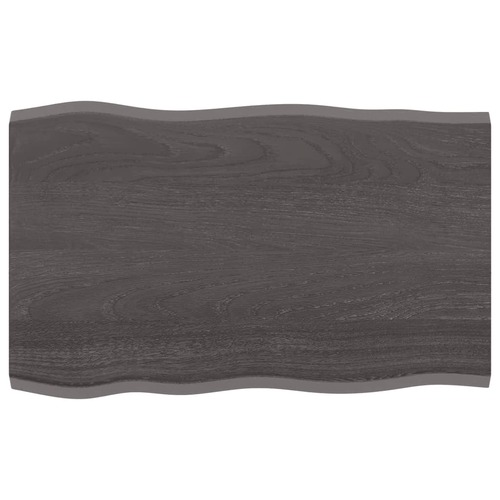 Table Top Dark Brown 80x50x2 cm Treated Solid Wood Oak Live Edge