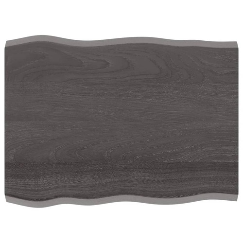 Table Top Dark Brown 80x60x(2-4) cm Treated Solid Wood Live Edge