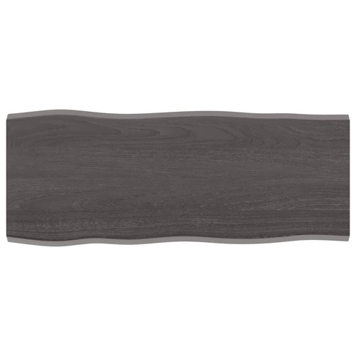 Table Top Dark Brown 100x40x2 cm Treated Solid Wood Oak Live Edge