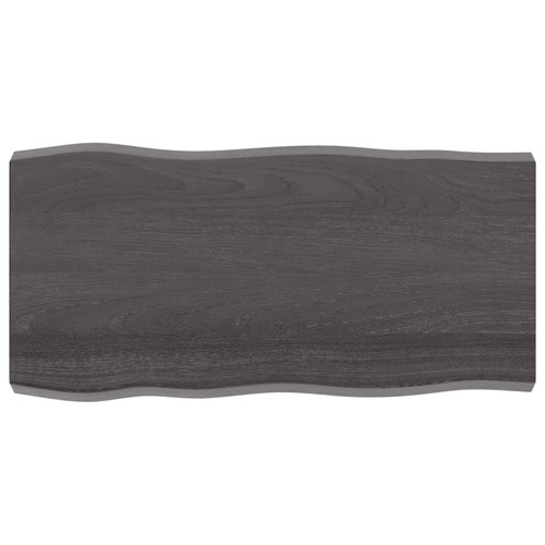 Table Top Dark Brown 100x50x(2-6) cm Treated Solid Wood Live Edge