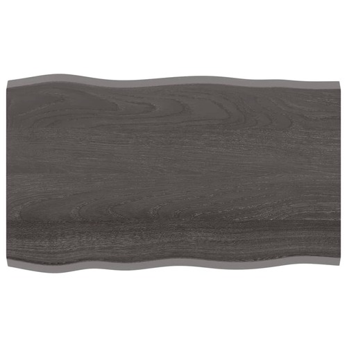 Table Top Dark Brown 100x60x2 cm Treated Solid Wood Oak Live Edge