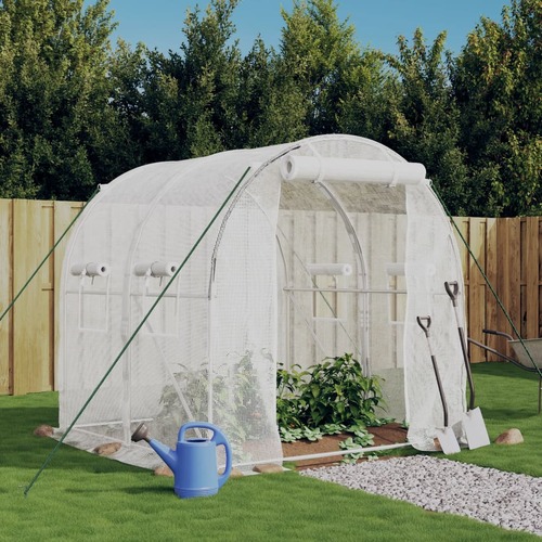 Greenhouse with Steel Frame White 4 m² 2x2x2 m