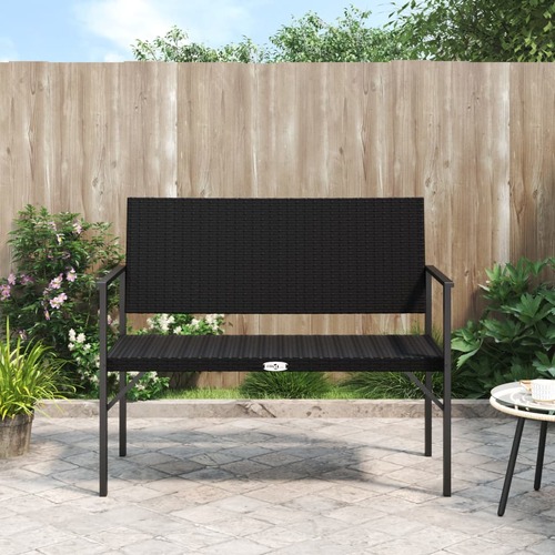 2-Seater Garden Bench Black Poly Rattan