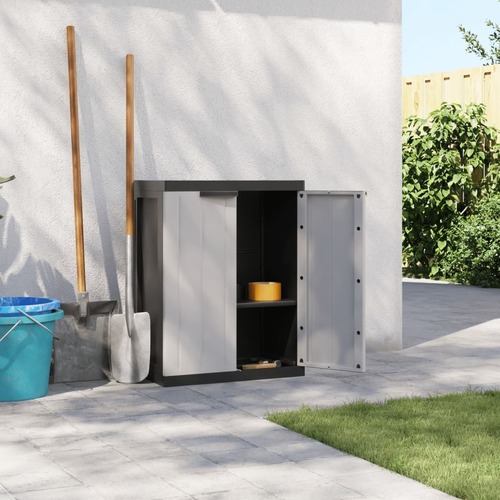 Outdoor Storage Cabinet Grey and Black 65x37x85 cm PP
