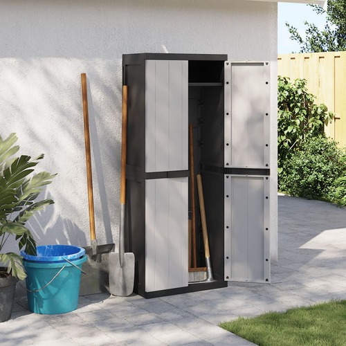 Outdoor Storage Cabinet Grey and Black 65x37x165 cm PP