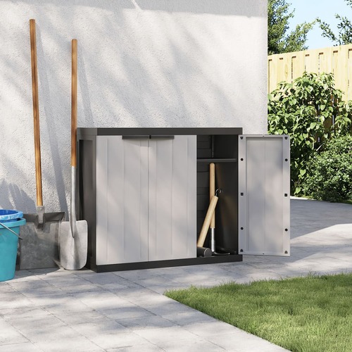 Outdoor Storage Cabinet Grey and Black 97x37x85 cm PP