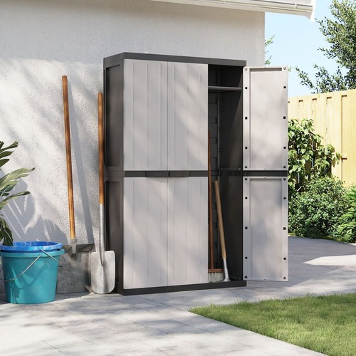 Outdoor Storage Cabinet Grey and Black 97x37x165 cm PP