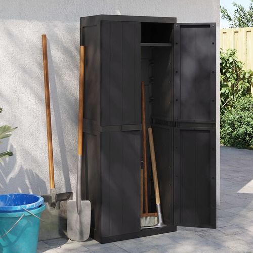Outdoor Storage Cabinet Black 65x37x165 cm PP