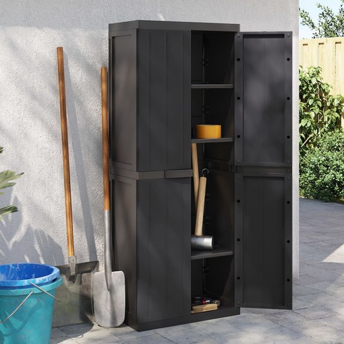 Outdoor Storage Cabinet Black 65x37x165 cm PP