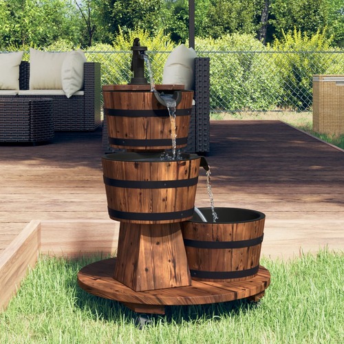 Wheeled Water Fountain with Pump 55x55x80 cm Solid Wood Fir