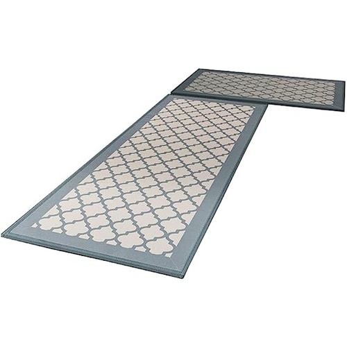 GOMINIMO 2 PCS Washable Non Slip Absorbent Kitchen Floor Mat (44x80+44x150cm, Grey Lucky Clover)