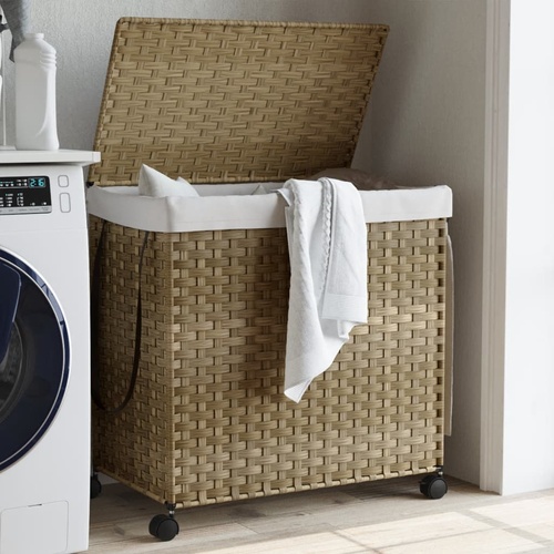 Laundry Basket with Wheels 60x35x60.5 cm Rattan