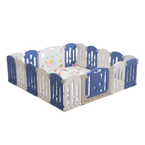 GOMINIMO Foldable Baby Playpen with 22 Panels (White Blue)