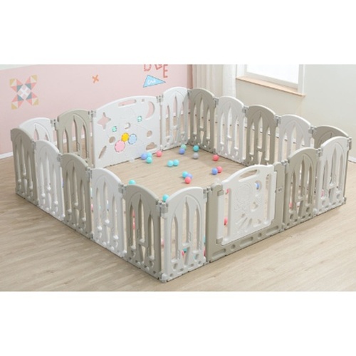 GOMINIMO Foldable Baby Playpen with 16 Panels (White Grey)