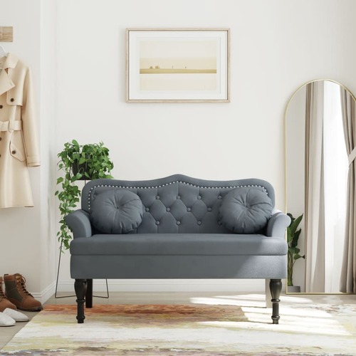 Bench with Cushions Dark Grey 120.5x65x75 cm Velvet
