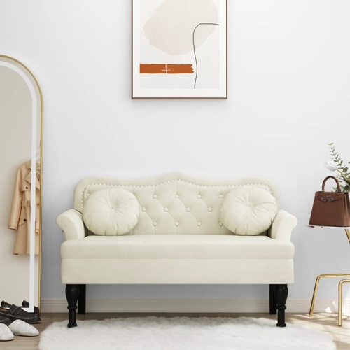 Bench with Cushions Cream 120.5x65x75 cm Velvet