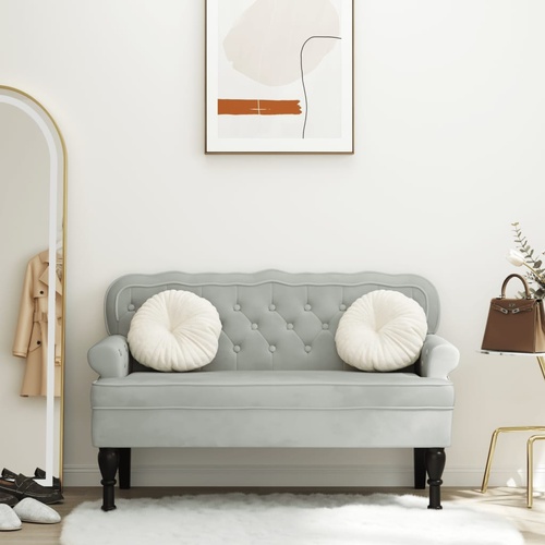 Bench with Backrest Light Grey 119.5x64.5x75 cm Velvet