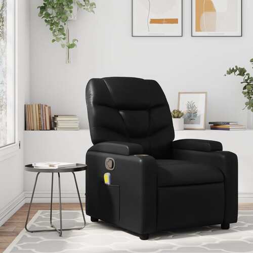 Massage Recliner Chair Black Faux Leather