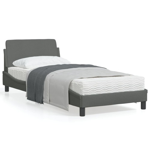 Bed Frame with Headboard Dark Grey 90x190 cm Fabric