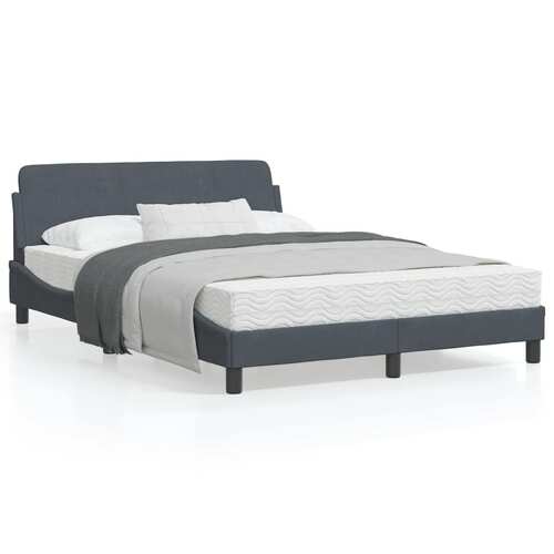 Bed Frame with Headboard Dark Grey 137x190 cm Velvet