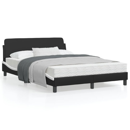 Bed Frame "Dover" Black and White 137x190 cm Double Faux Leather