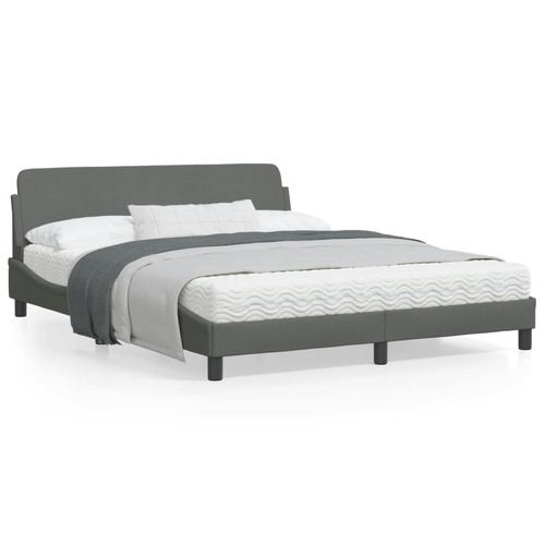 Bed Frame "Dover" Dark Grey 152x203 cm Queen Fabric