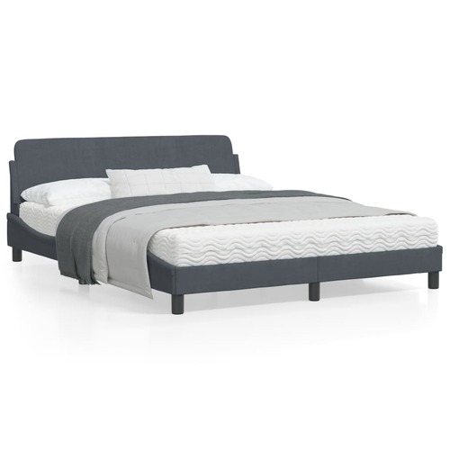 Bed Frame "Dover" Dark Grey 152x203 cm Queen Velvet