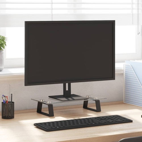 Monitor Stand Black 40x20x8 cm Tempered Glass and Metal