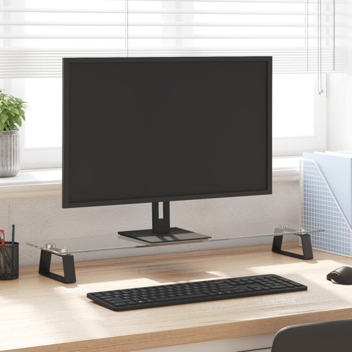 Monitor Stand Black 80x20x8 cm Tempered Glass and Metal
