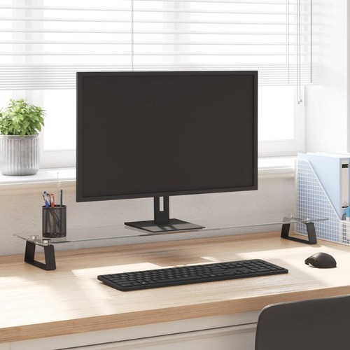 Monitor Stand Black 100x20x8 cm Tempered Glass and Metal