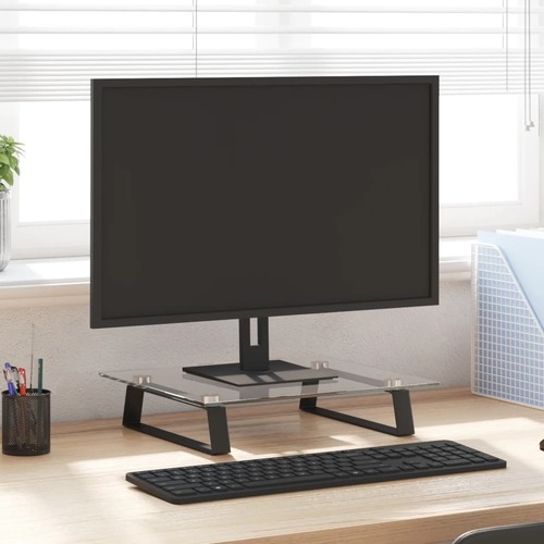 Monitor Stand Black 40x35x8 cm Tempered Glass and Metal