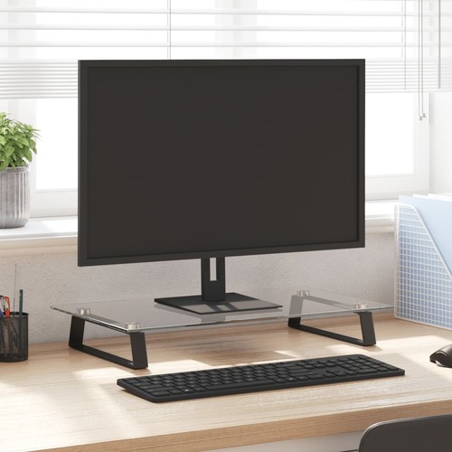 Monitor Stand Black 60x35x8 cm Tempered Glass and Metal
