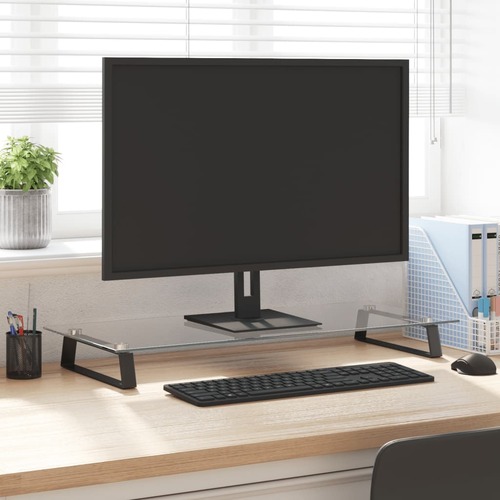 Monitor Stand Black 80x35x8 cm Tempered Glass and Metal