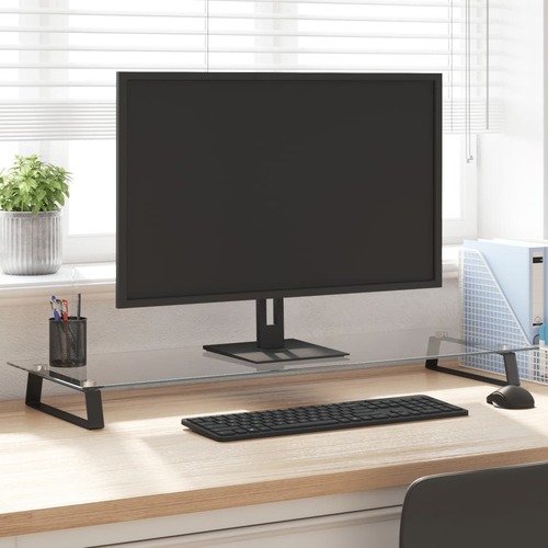 Monitor Stand Black 100x35x8 cm Tempered Glass and Metal
