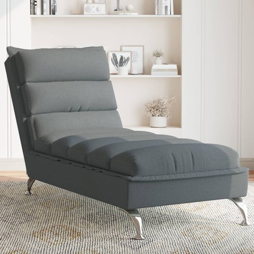 Chaise Lounge with Cushions Dark Grey Fabric