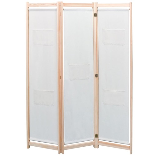 3-Panel Room Divider Cream 120x170x4 cm Fabric