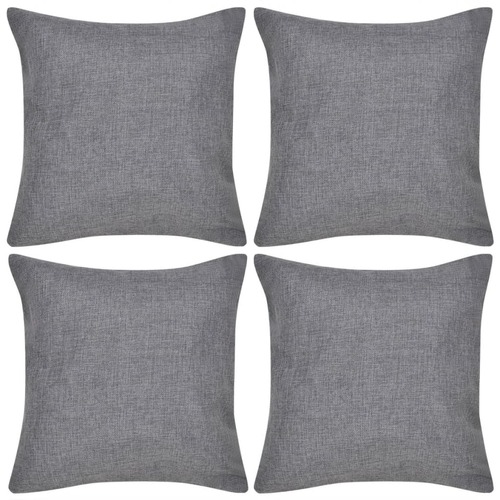 4 Anthracite Cushion Covers Linen-look 80 x 80 cm